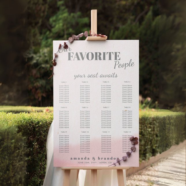 Blush & Bloom Bold Script Wedding Seating Chart Poster (Skapare uppladdad)