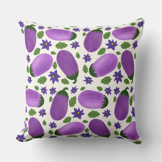 Blush & Bloom Eggplant Collection – Ivory Glow Kudde (Framsida)