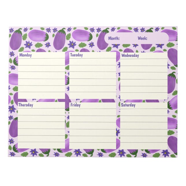 Blush & Bloom Eggplant Collection – Soft Lilac Anteckningsblock (Framsida)