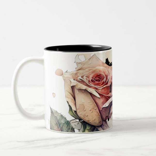 Blush Bloom Mugg_morronros Två-Tonad Mugg (Vänster)