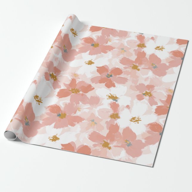 Blush Bloom Spring Wrapping Paper Presentpapper (Utrullad)