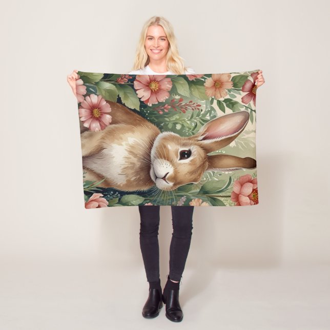 Blush Blooms and Bunny Dreams  Fleecefilt (På plats)