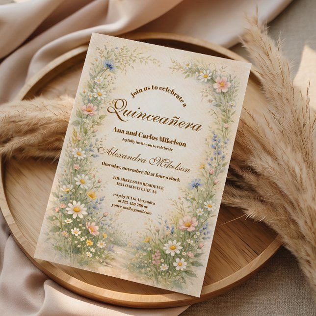 Blush Blue Äng Quinceañera Inbjudningar (Skapare uppladdad)
