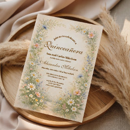 Blush Blue Meadow Quinceañera Inbjudningar