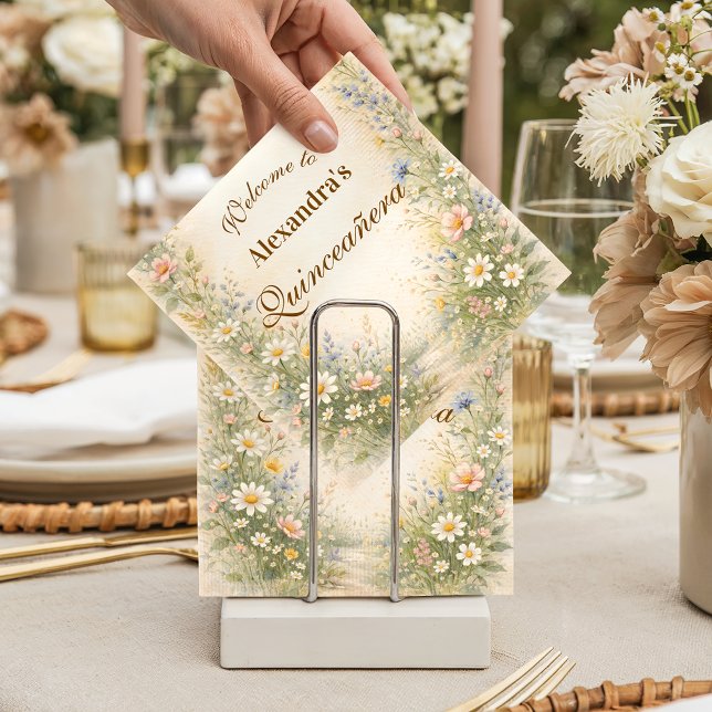 Blush Blue Meadow Quinceañera Pappersservett (Skapare uppladdad)