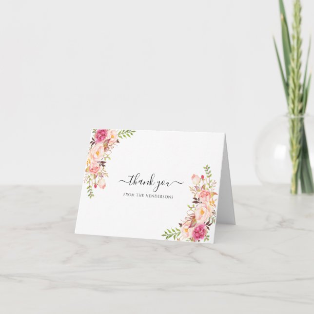 Blush Boho Begravning Minnesmärke Bröllop Dusch Vi Tack Kort (Framsida)