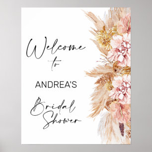 Blush Boho Pampas Gräs Bröllopsdusch Välkommen Poster
