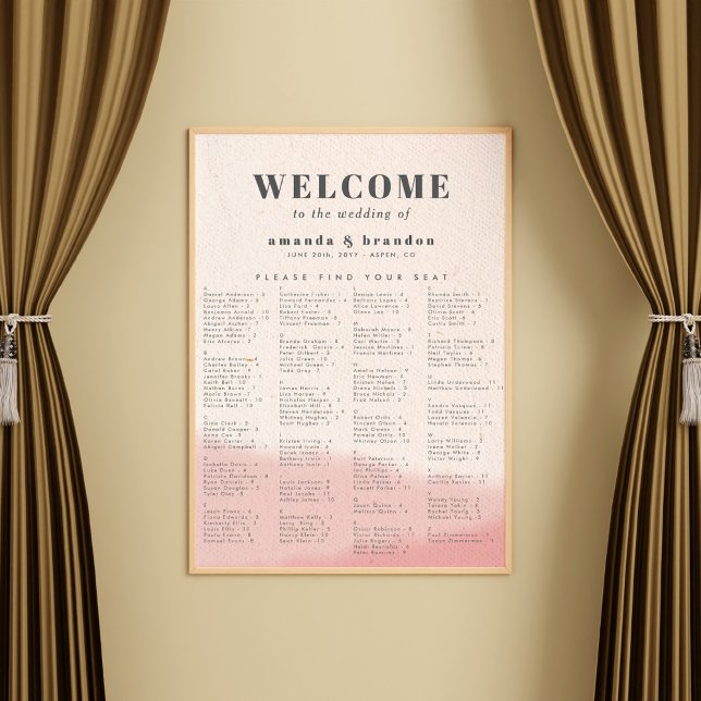 Blush & Bold Alphabetical Wedding Seating Chart Poster (Skapare uppladdad)