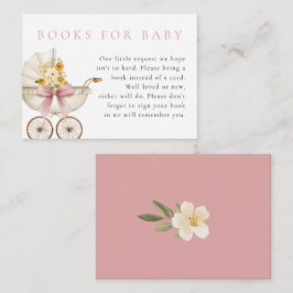 Blush Books for Baby Card Vintage Pram Baby Shower Tilläggskort