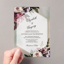 Blush botanical Acrylic Wedding Invitation