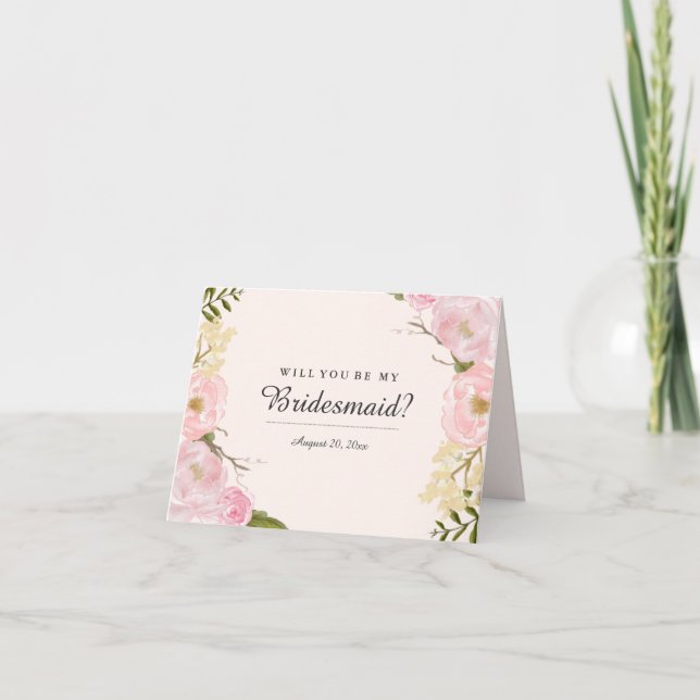 Blush Botanical Kommer Du Att Vara Min Brudtjänst  Inbjudan (Framsida)