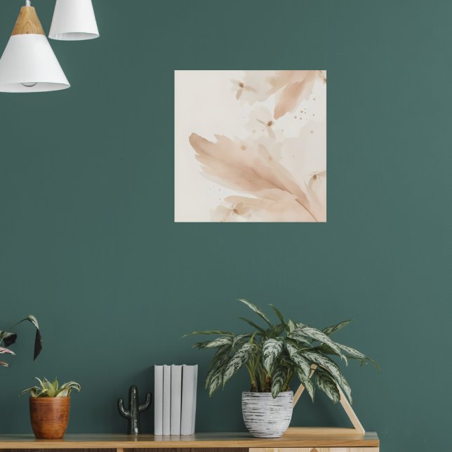 Blush Botaniska blad Vattenfärg konst Poster | Så (Vardagsrum 1)