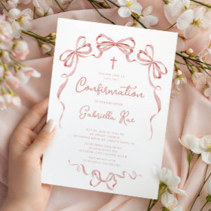 Blush Bow Bekräftelse Inbjudan
