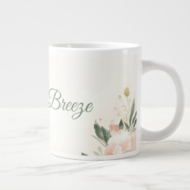 Blush & Breeze Bröllops Mugg Design – Elegant Blom Jumbo Mugg (Höger)