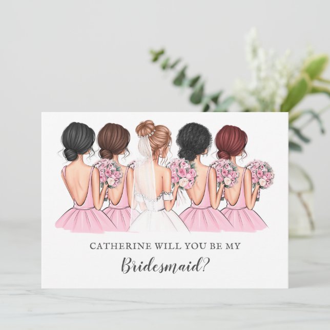 Blush Bride Best friend Will You Be My Bridesmaid Inbjudningar (Stående Fram)