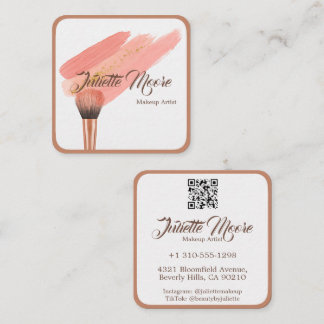 Blush Brush Makeup Artist Business Card Fyrkantigt Visitkort