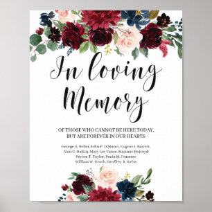 Blush burgunder marin blomster i kärlekens minne s poster