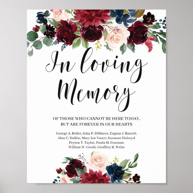 Blush burgunder marin blomster i kärlekens minne s poster (Framsidan)