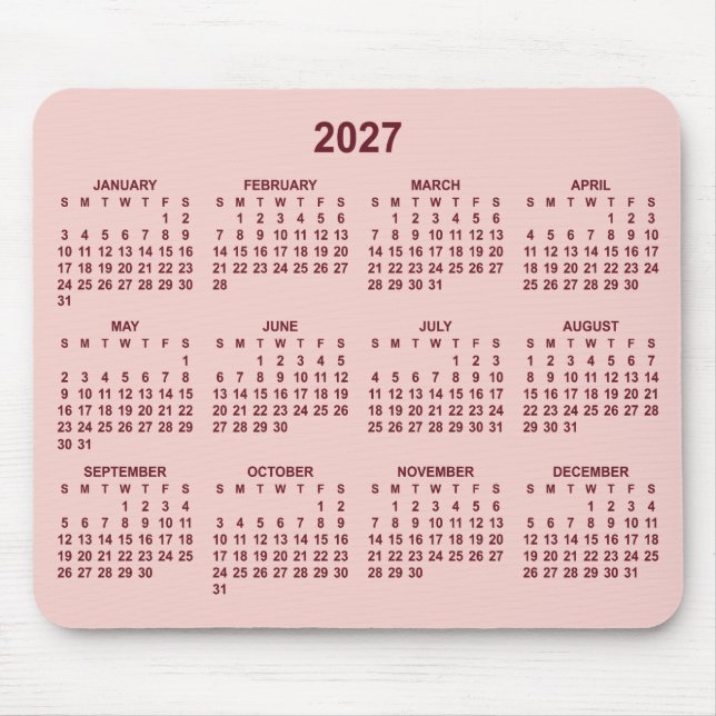 Blush Burgundy 2027 Kalender Musmatta (Framsidan)