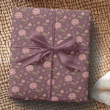 Blush Burgundy och Antique Gold Lotus Presentpappe