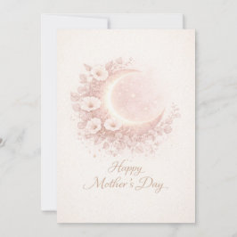 Blush Celestial Moon Floral Mother's Day Card Kort