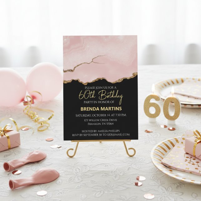 Blush Champagne Gold Glitter  Watercolor Inbjudningar (Skapare uppladdad)