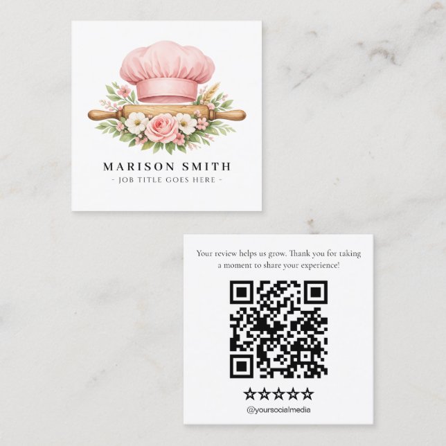Blush Chef Bakningredienser  Fyrkantigt Visitkort (Fram/baksida)