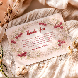 Blush Cherry Botanical Party 1st Birthday Tack Kort