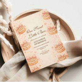 Blush Cinnamon Bow Little Bun 1st Birthday Inbjudningar