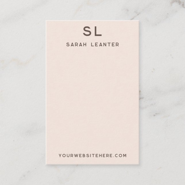 Blush-colored Monogram Display Card Visitkort (Framsida)