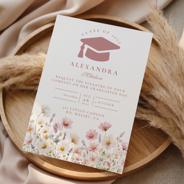 Blush Coquette Blommig Examenfest Inbjudningar (Skapare uppladdad)