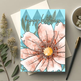 Blush Cosmos — Botanisk Födelsedagskort Kort