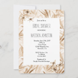Blush Cream Butterflies Dragonflies Bridal Shower Inbjudningar