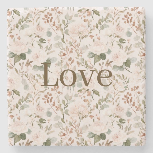 Blush Cream Floral Love   Stenunderlägg (Framsidan)