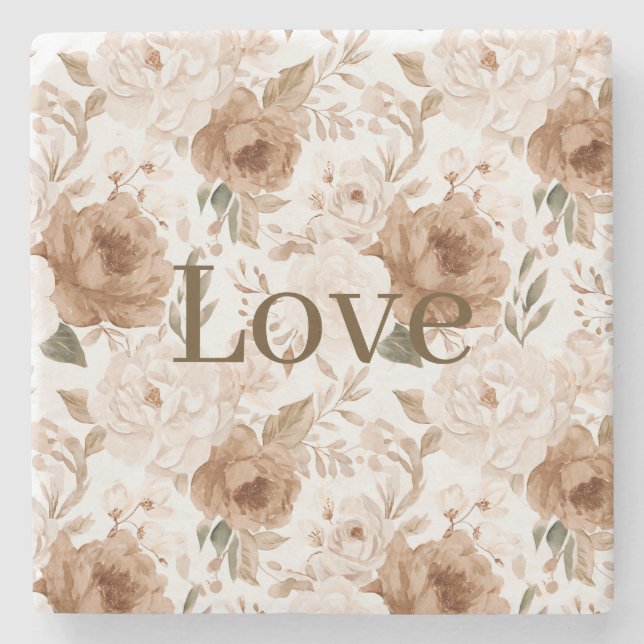 Blush Cream Flowers Love Valentine's Day Stenunderlägg (Framsidan)