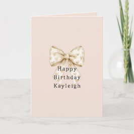 Blush Cream Hearts Bows Birthday Kort