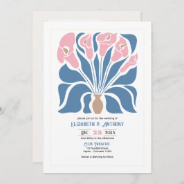 Blush & Denim Clay Abstract Floral Boho Wedding Inbjudningar