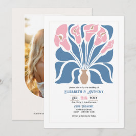 Blush & Denim Lera Abstrakt Blommig Boho Bröllop Inbjudningar