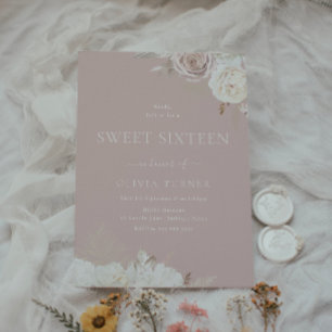 Blush & Dusty Rosa Sweet Sixteen 16-årsdag Inbjudningar