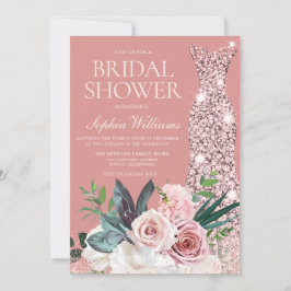 Blush & Dusty Rose Guld Bröllop Brida Shower Inbjudningar