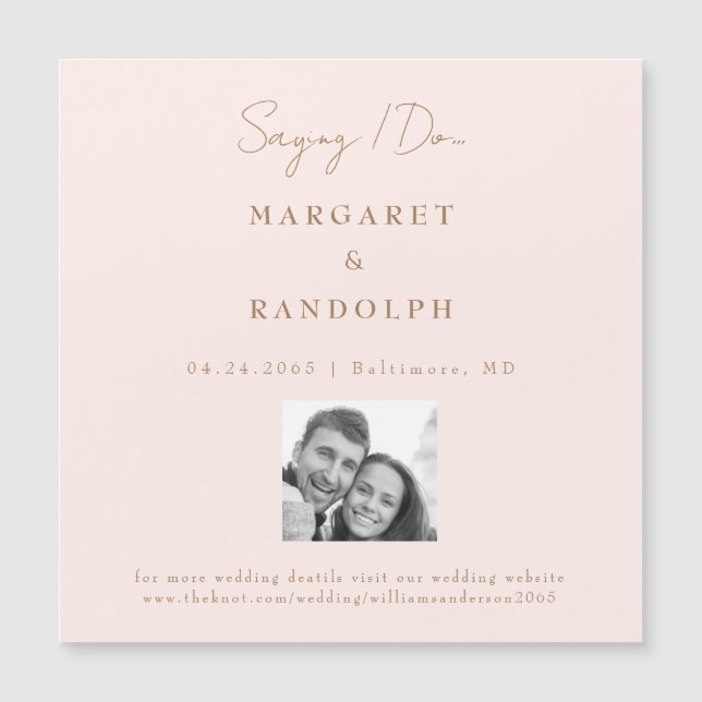 Blush Elegance Wedding Save the Date Magnet (Framsida)