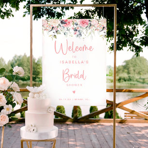 Blush Floral Akvarell Välkomstskylt Affisch