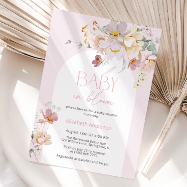 Blush Floral Baby in Bloom Baby Shower Invitation Inbjudningar (Skapare uppladdad)