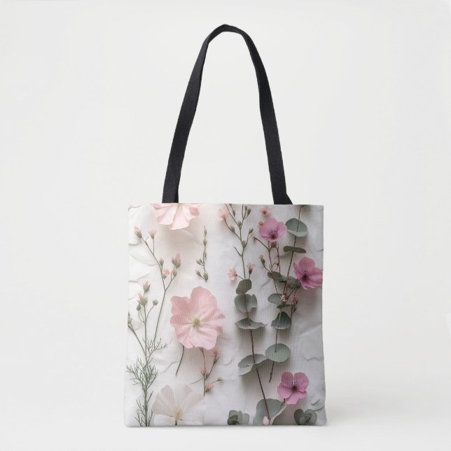 Blush Floral Botanisk Handväskor Tygkasse (Framsida)