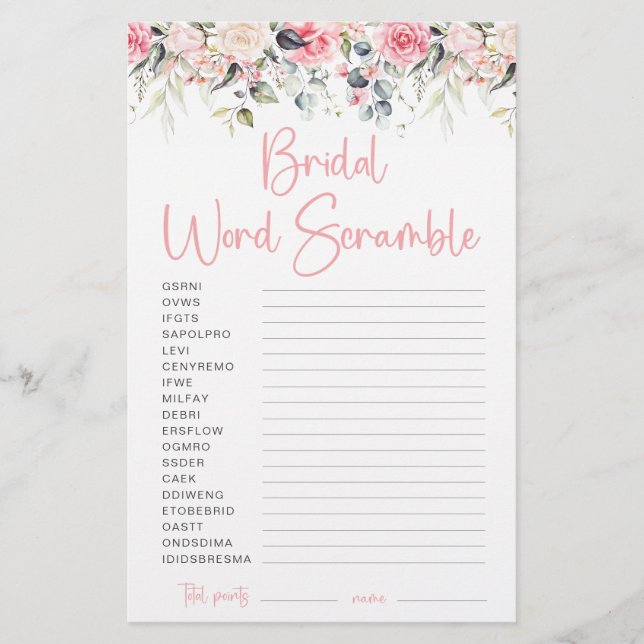 Blush Floral | Brölldord Förväxlings Kortspel (Framsida)