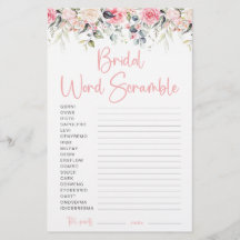 Blush Floral | Bröllordsordspel Kort