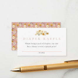 Blush Floral Diaper Raffle Card Vintage Pram Suite Tilläggskort