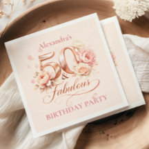 Blush Floral Elegant 50th Birthday