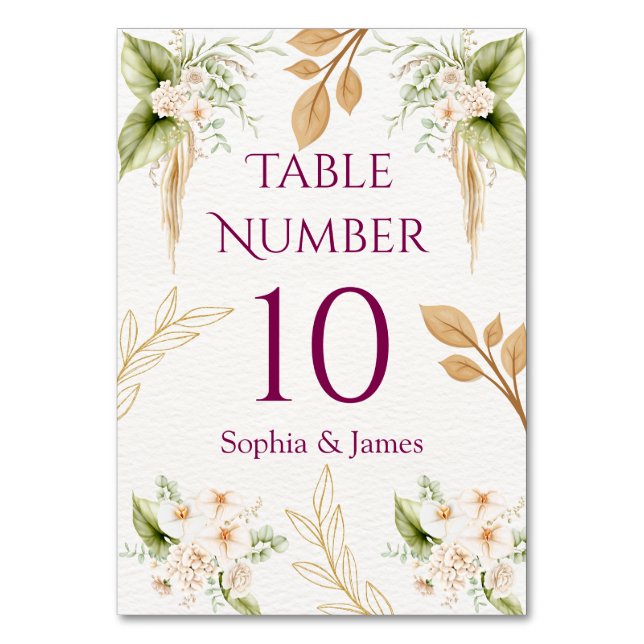 Blush Floral Gold Geometric wedding Bordsnummer (Framsidan)