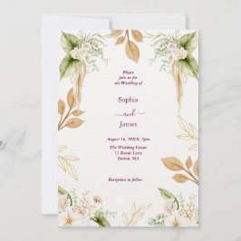 Blush Floral Gold Geometric wedding Inbjudningar